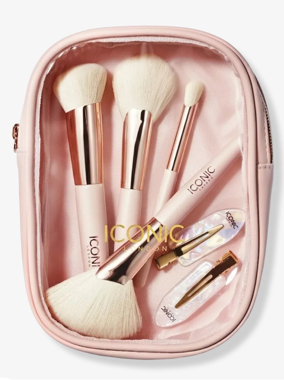 New ICONIC London Pink Makeup Brush Set with Pouch